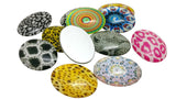 Glass Patches Embellishments Cabochons Random Design Print 25x18x6xmm Oval Assorted Color Mix (Pack of 4 pieces) [jefs-embelshcabo-00002-m6]
