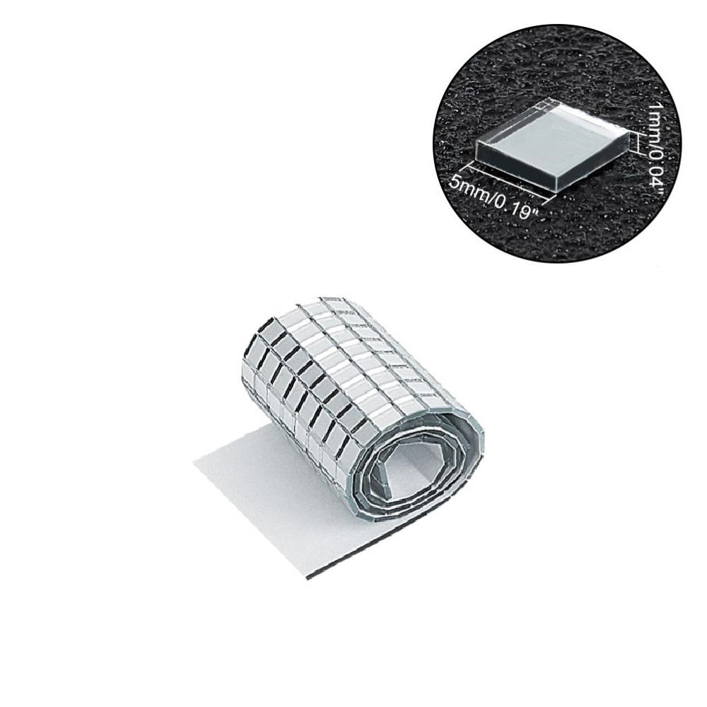 Mini 5 MM Self Adhesive Glass Mirror Stickers (1 Roll, 480 Pieces) Transparent Square For Embroidery Crafts Jewellery Making Decoration [jefs-embelshcabo-00005-m1]