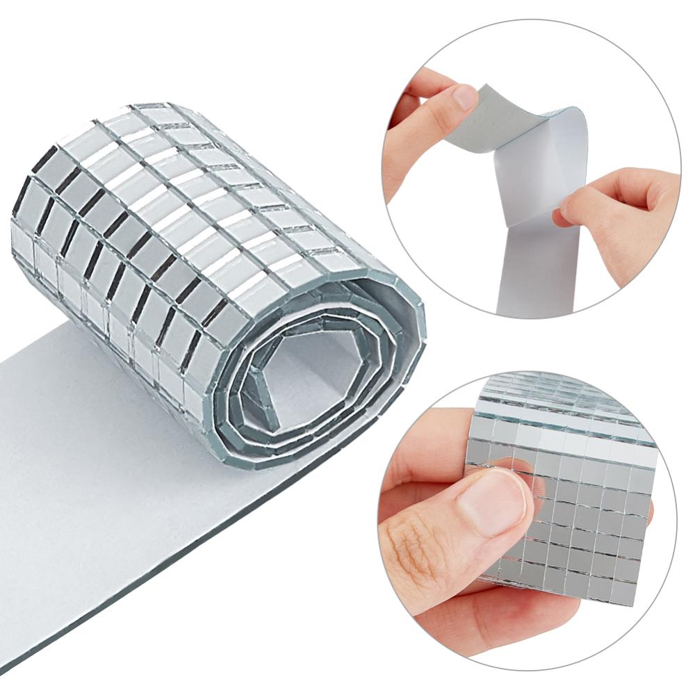Mini 5 MM Self Adhesive Glass Mirror Stickers (1 Roll, 480 Pieces) Transparent Square For Embroidery Crafts Jewellery Making Decoration [jefs-embelshcabo-00005-m1]