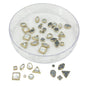 Glue On Kundan Stones Flat Back Metal Glass Mixed Shapes & Sizes (Total 10 GMs, 50+ Pieces) Transparent Jewellery Making Embellishments [jefs-embelshcabo-00120-mix]