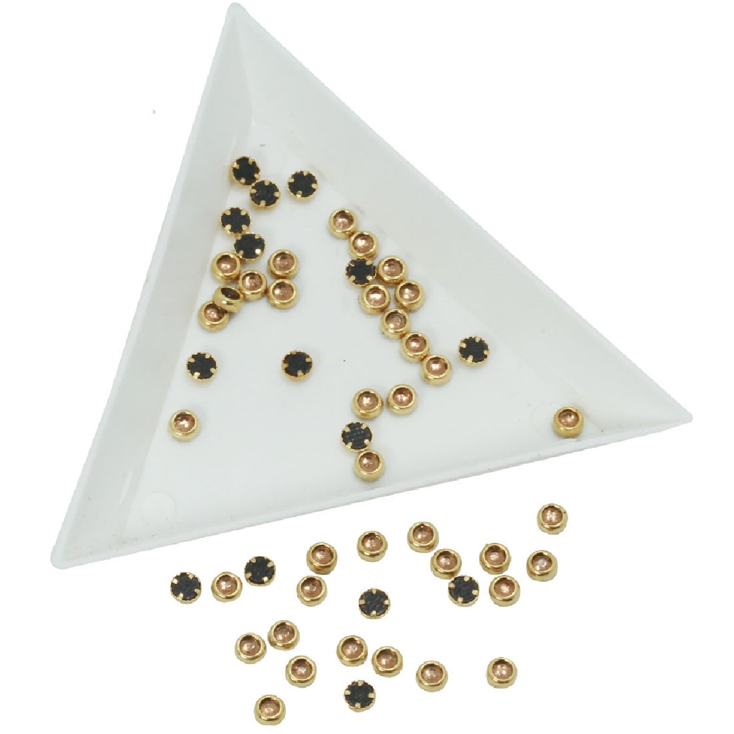 Glue On Kundan Stones Flat Back Metal Glass Round 3.4x1.4 MM (250 Pieces) Golden Brown For Jewellery Making Garment Embellishments [10 GMs] [jefs-embelshcabo-00121-m1]