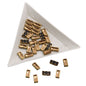 Glue On Kundan Stones Flat Back Metal Glass Rectangle 7x3.5 MM (70 Pieces) Golden Brown For Jewellery Making Garment Embellishments [10 GMs] [jefs-embelshcabo-00121-m9]