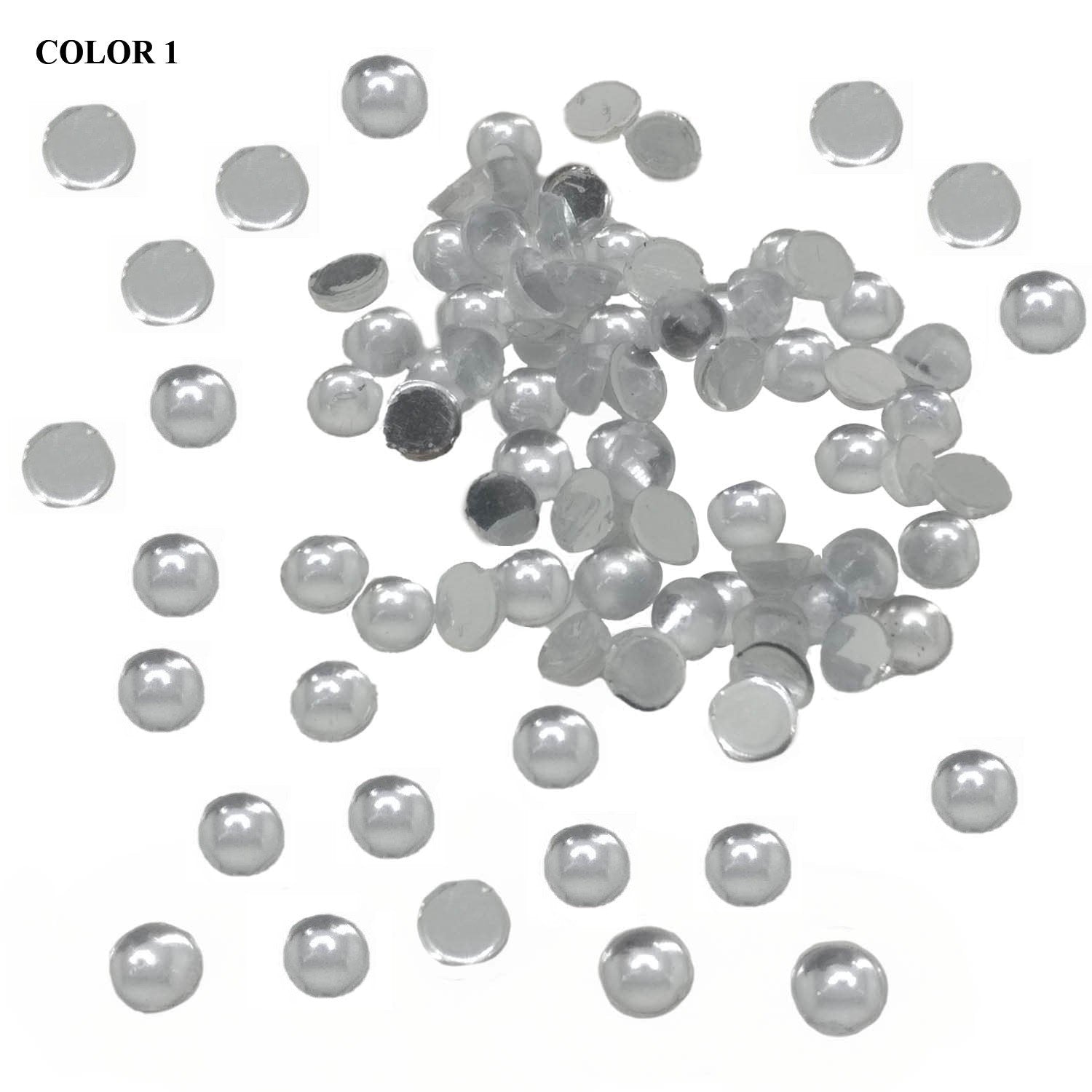 Imitation Kundan Stones Flat Back Acrylic 4.2x2.1mm Round For Jewellery Making Sewing Embroidery Garment Embellishments [jefs-embelshcabo-00122]