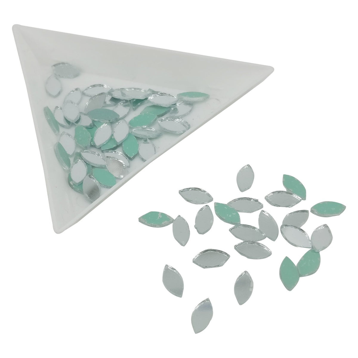 Small Glass Mirrors Oval 8x4mm (450 Pieces) For Sewing Embroidery Crafts Jewellery Multipurpose Transparent Color (25 Gm Weight) [jefs-embelshcabo-00124-m12]