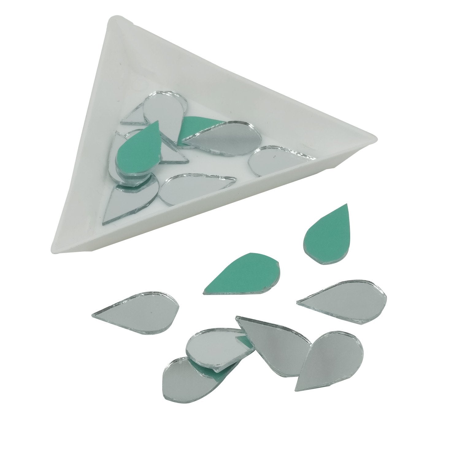 Small Glass Mirrors Drop 17x9mm (90 Pieces) For Sewing Embroidery Crafts Jewellery Multipurpose Transparent Color (25 Gm Weight) [jefs-embelshcabo-00124-m8]