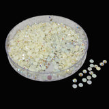 Plastic Half Pearls Pastable Embellishments (425 Pieces) 3.8x1.3x1 MM Beads Faceted Glitter Half Round Off White For Jewellery Making Garments Nails Arts Crafts And Decoration [5 Grams] [jefs-embelshcabo-00125-m8]