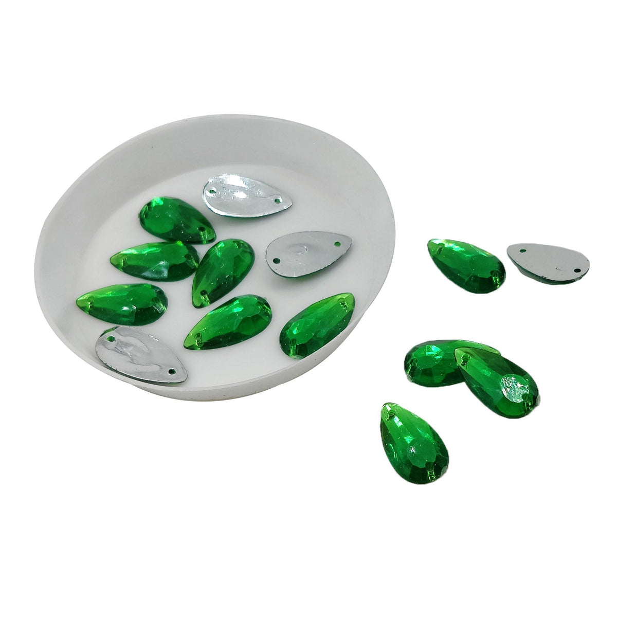 Imitation Kundan Stones With Holes Flatback Acrylic 15x8.5x2 MM Drop For Jewellery Making Garment Embellishments