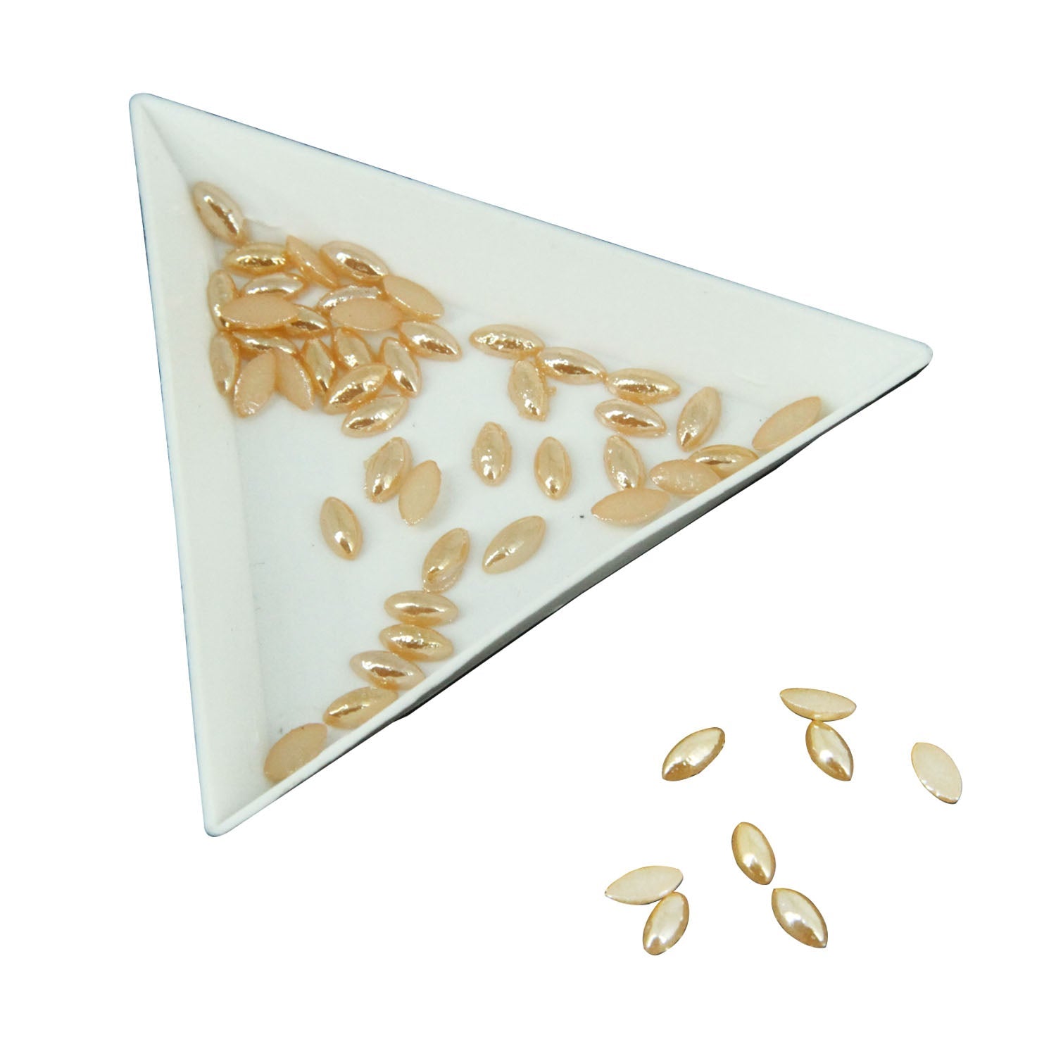 Acrylic Kundan Stones Embellishments Cabochons 6.25x3x1.6 MM Oval (400 Pieces, 25 GMs) Peach For Embroidery Garments Jewellery Making [jefs-embelshcabo-00130-m4]