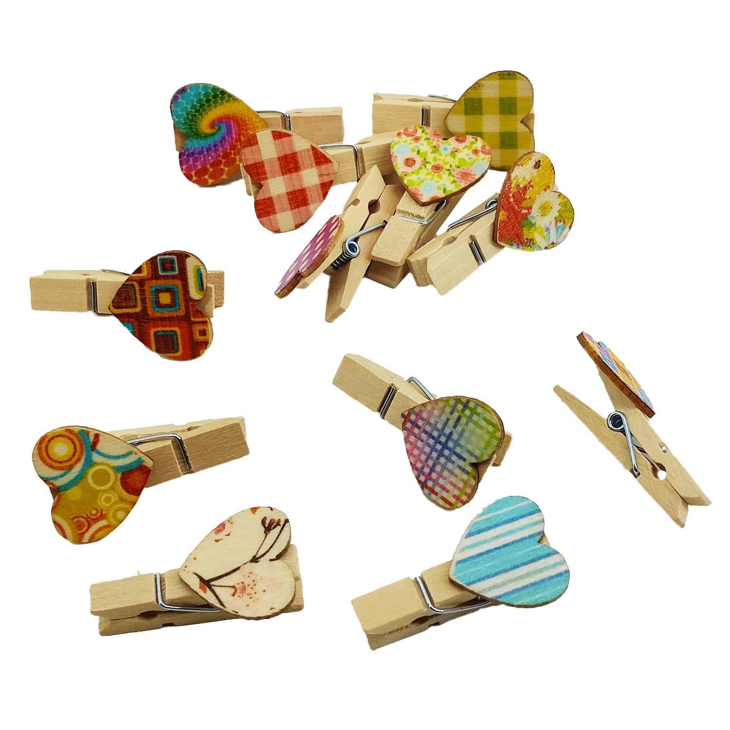 Wooden Craft Pegs Clips 3.75 CM (10 Pieces) Mixed Colors For DIY Scrapbooking Photo Holders [jefs-gnrlcrftsupp-00002-m3]