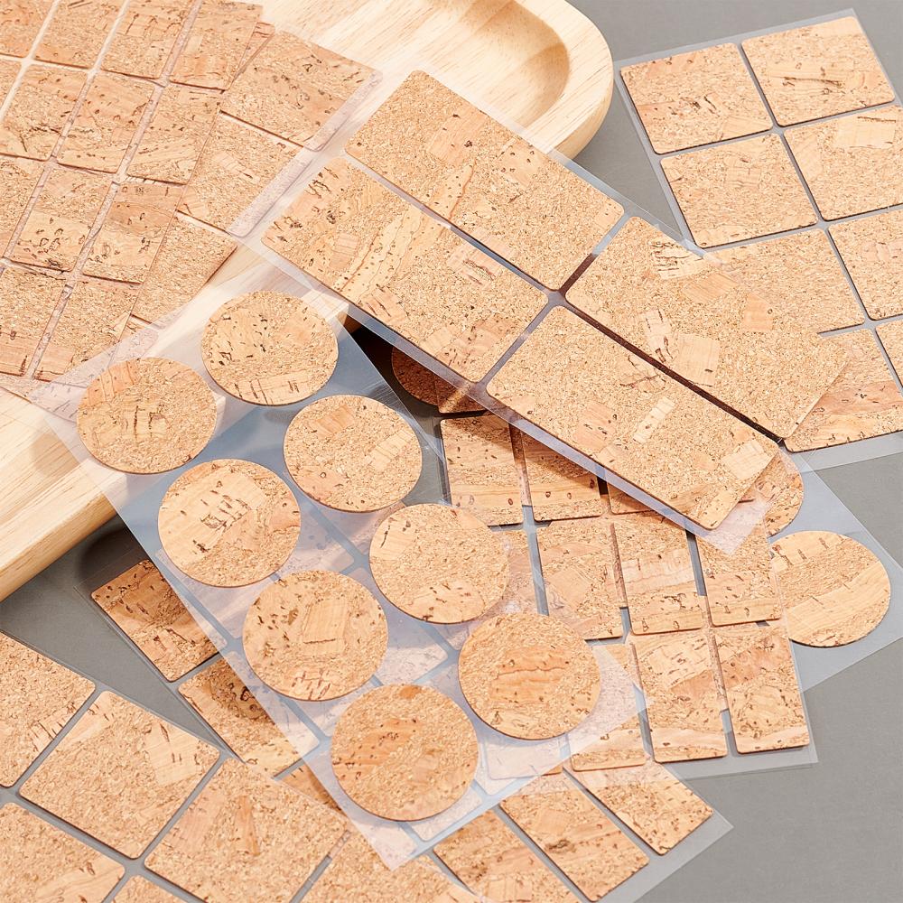 Self Adhesive Cork Stickers Mixed Shapes & Sizes (3 to 6 CM, Total 36 Pieces) Sheets Labels For DIY Crafts Coaster Utilities Decoration Party [jefs-gnrlcrftsupp-00042-combo1]