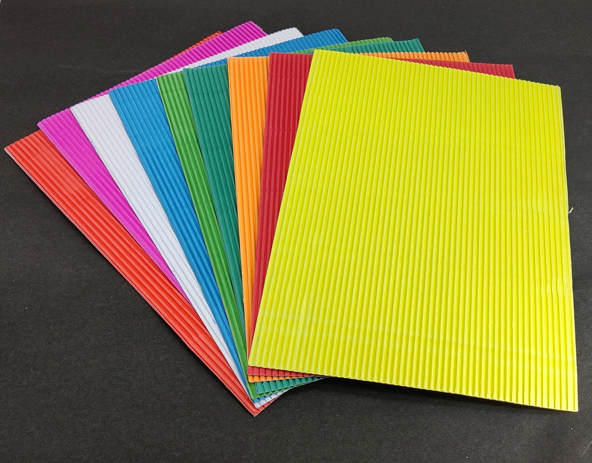 Corrugated Craft Paper (10 Sheets) A4 Size Mixed Colors For DIY Hobby Arts [jefs-gnrlcrftsupp-00047-m2]