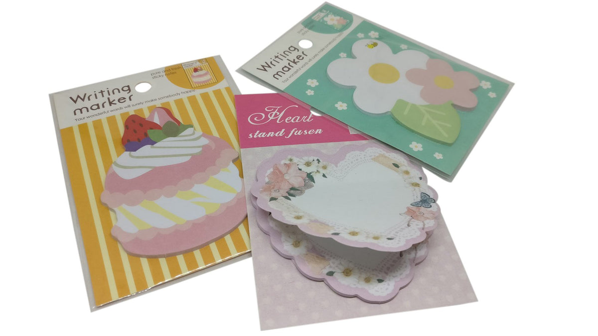 Sticky Notes Gift Label Stickers Kids Memopads Fridge/Desk Notes [20 sheets] Assorted Shape (Sold as 1 piece) [jefs-offcstnry-00013-m3]