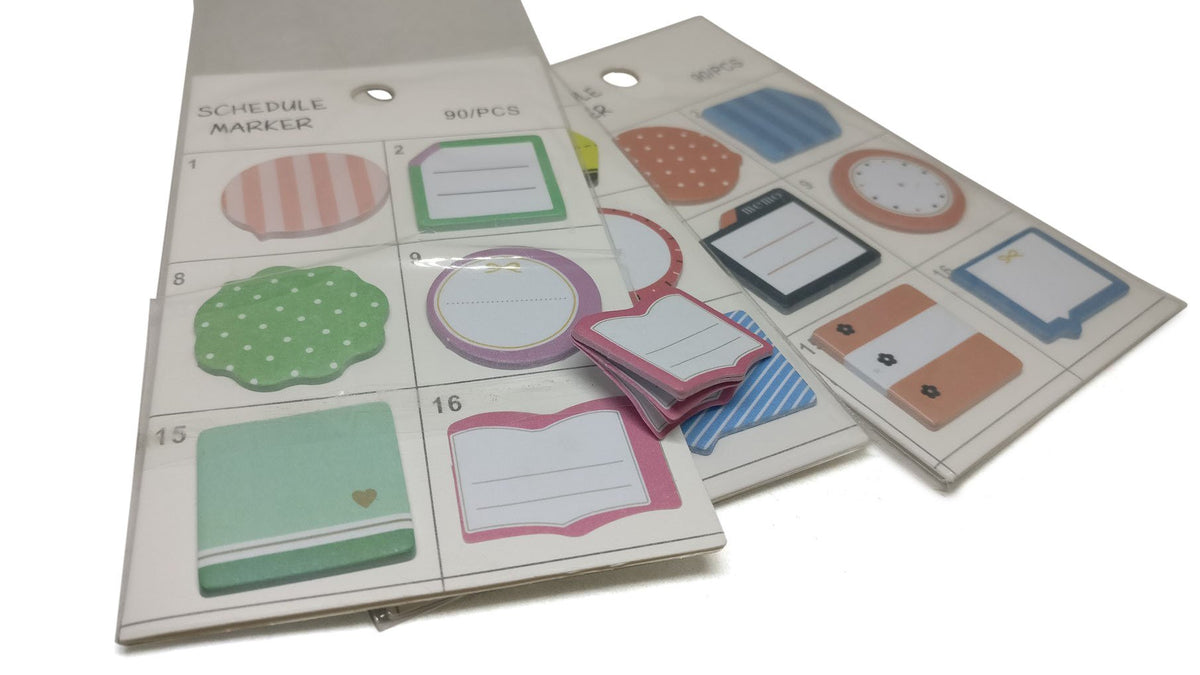 Sticky Notes Paper Stickers Kids Small Markers [90 Labels Per Set] Mixed Size Range 2 CM to 4 CM Random Assorted Shape Random Assorted Colors (Sold as 1 set) [jefs-offcstnry-00013-m5]