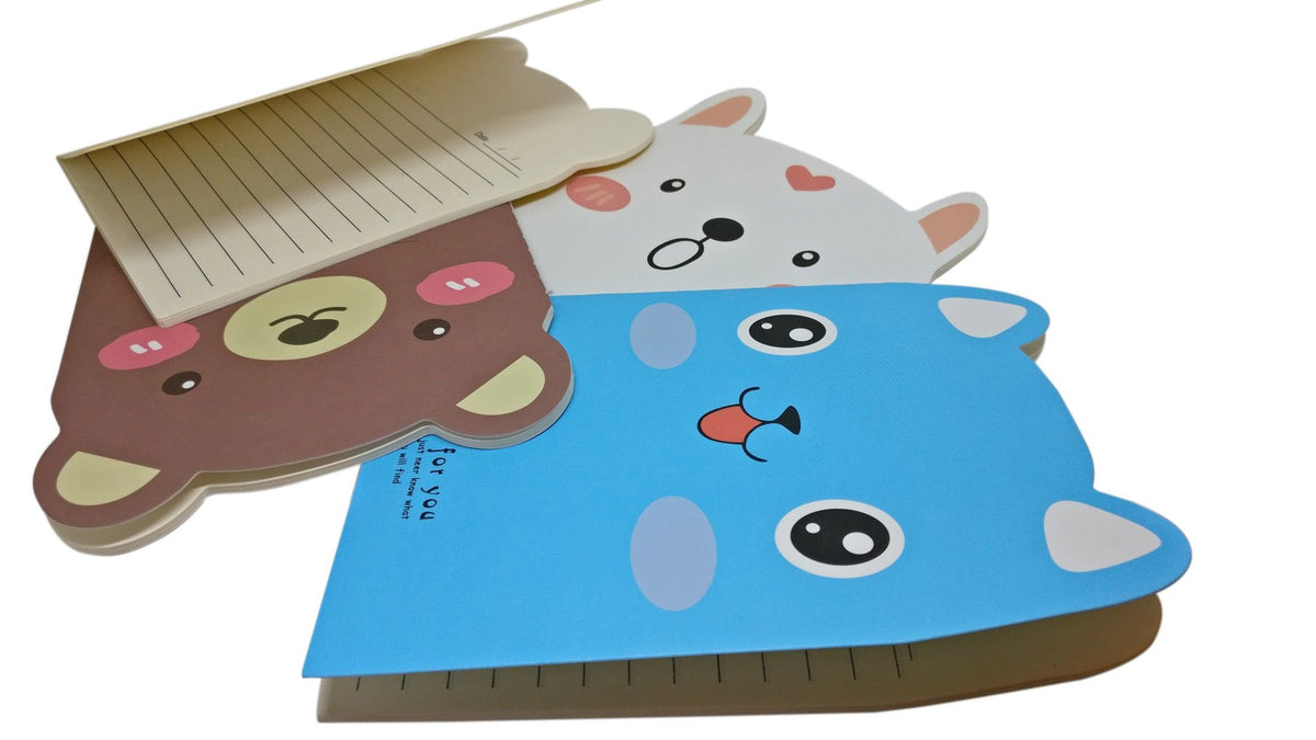 Kids Small Notebooks Notepads Memopads [20 sheets] 13cm Cartoon Teddy Bear Cat Assorted Shape & Colors (Sold as 1 piece) [jefs-offcstnry-00024-m1]