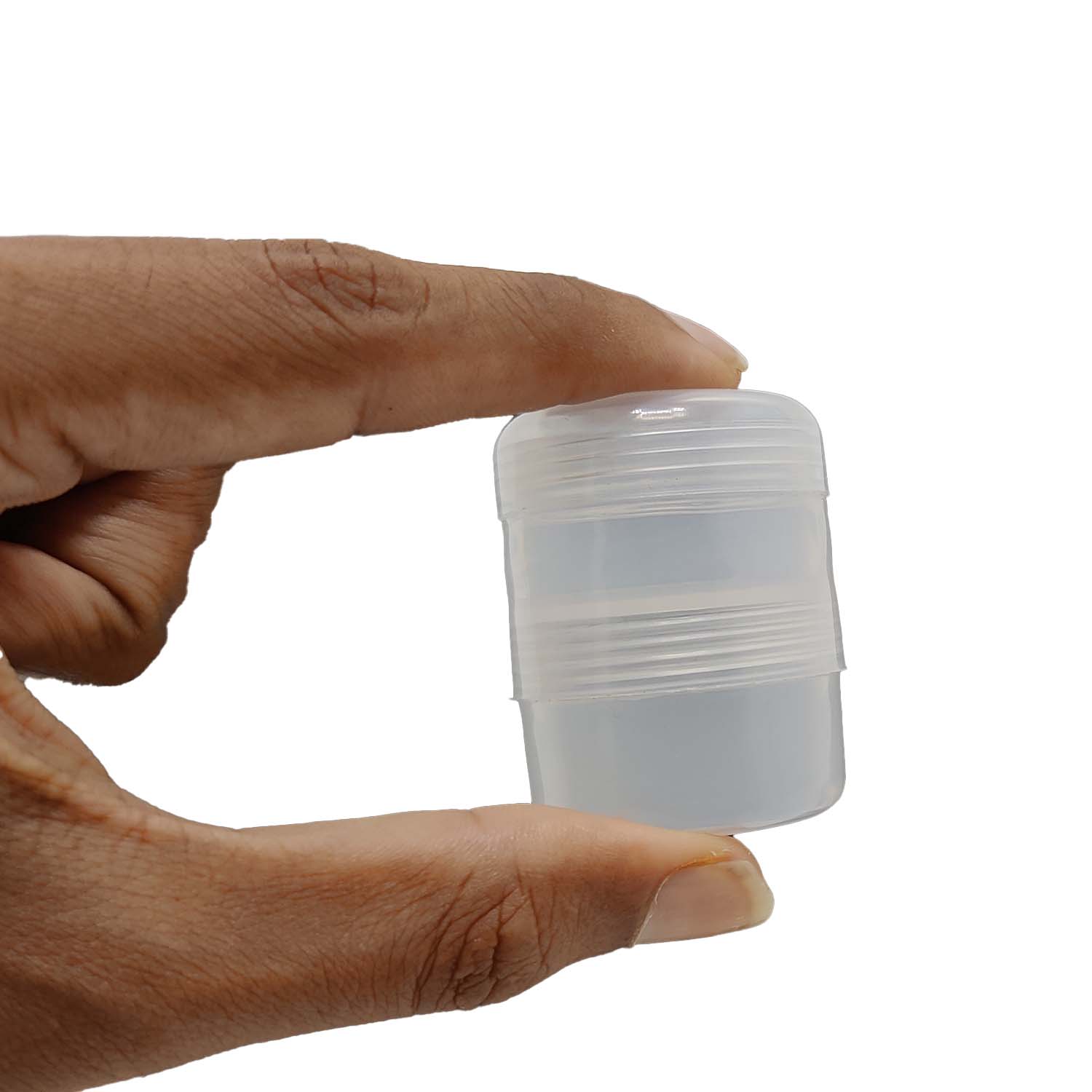 Double Sided Plastic Box (12 Pieces) 4.6x3.4 CM Round For Multipurpose Packing & Kumkum Manjal Turmeric Storage Transparent Color [jefs-pack-boxnsupp-00006-m14]
