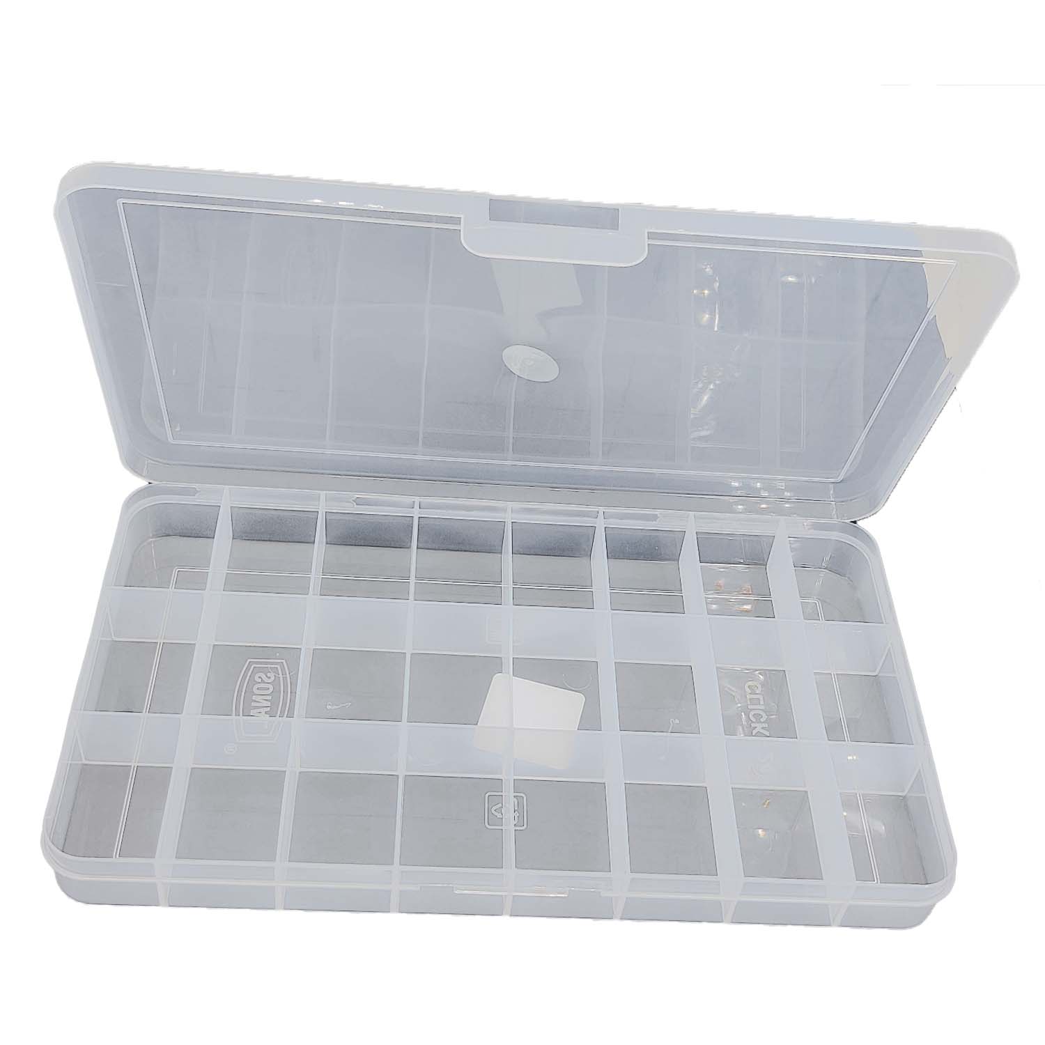 24-Partition Plastic Box (1 Piece) 31x18x3 CM Rectangle Compartment Size 5.75x3.75 CM For Multipurpose Packing & Storage Transparent Color [jefs-pack-boxnsupp-00006-m25]
