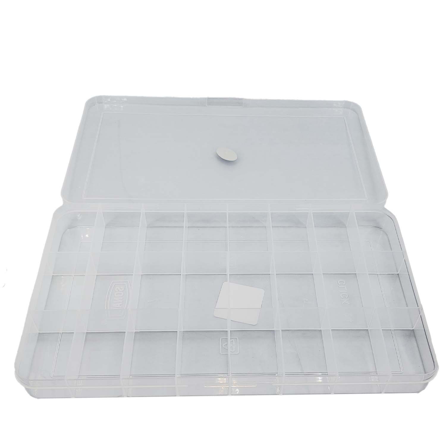 24-Partition Plastic Box (1 Piece) 31x18x3 CM Rectangle Compartment Size 5.75x3.75 CM For Multipurpose Packing & Storage Transparent Color [jefs-pack-boxnsupp-00006-m25]