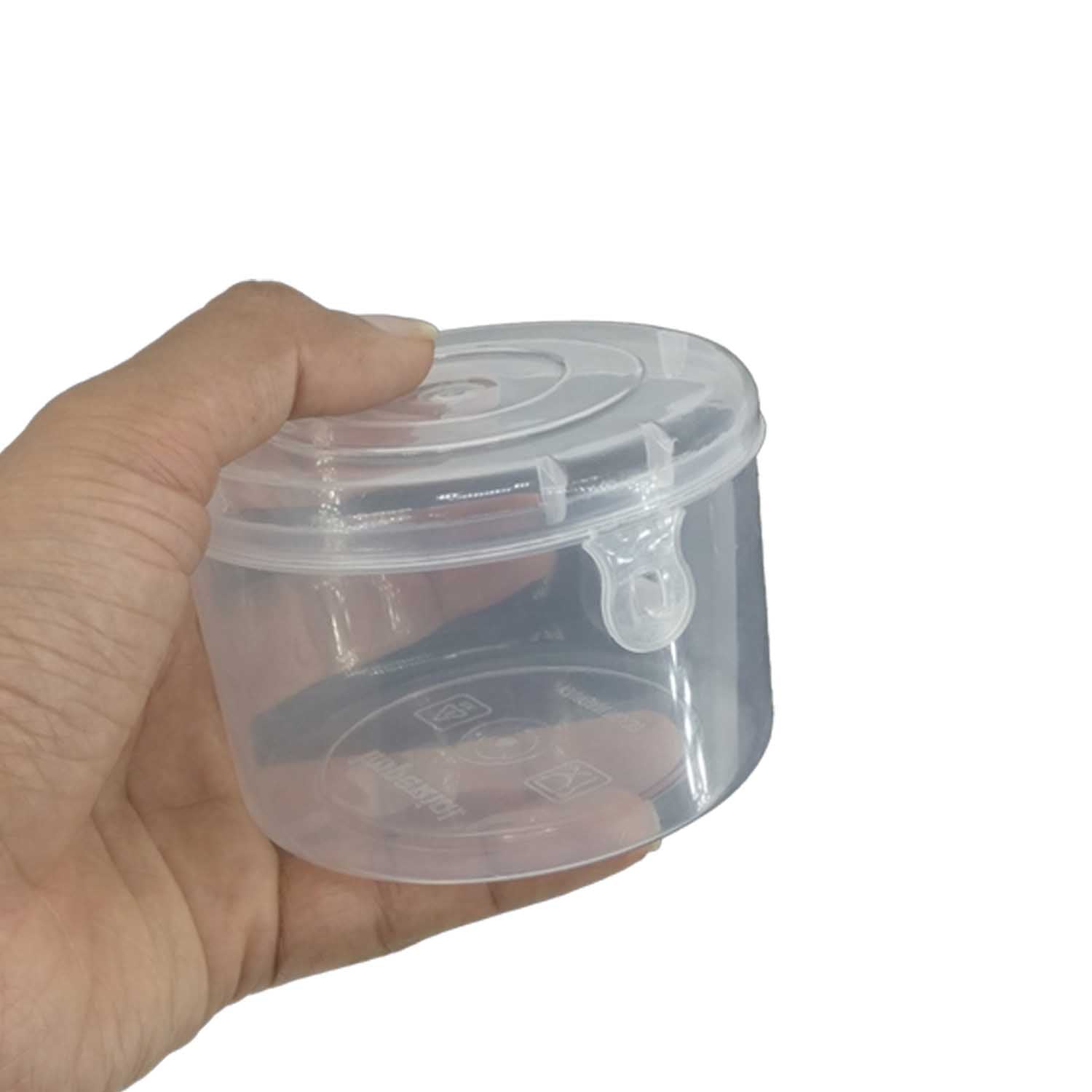 Plastic Box (12 Pieces) 8.3x5.75 CM Round For Multipurpose Packing & Storage Transparent Color [jefs-pack-boxnsupp-00006-m6]