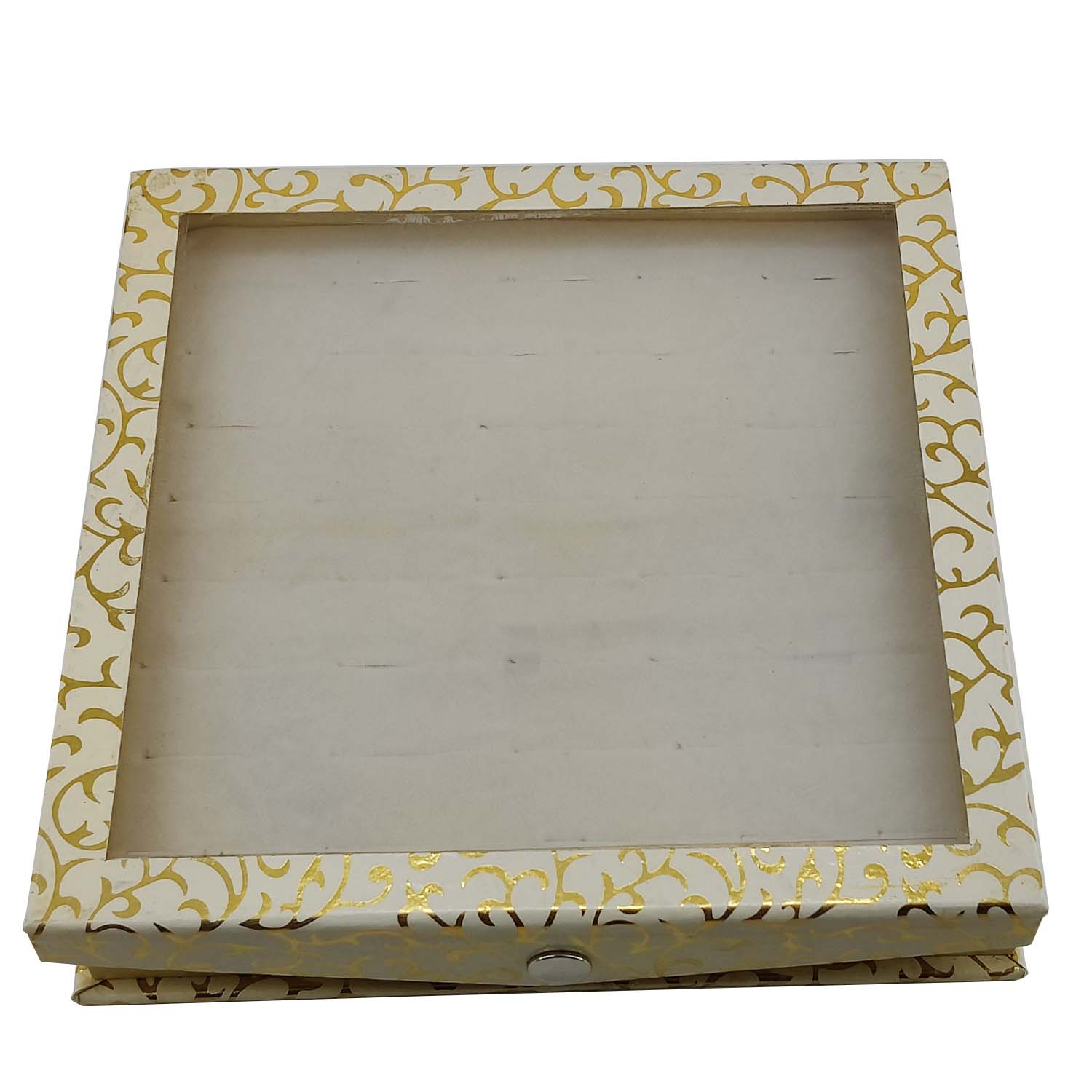 Cardboard Ring box With 40 Holders Seethru Window 18x18x3.25 CM (1 Piece, Random Assorted Color) Rectangle [jefs-pack-boxnsupp-00075-m1]