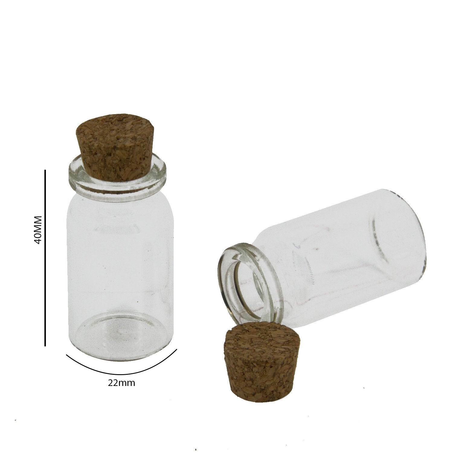 Miniature Glass Vial Bottles With Cork Stoppers For Crafts Jewellery Storage Decoration Gifts 4x2.2cm Capacity:Approx 10 ML Jar Transparent Color (Pack of 5 pieces) [jefs-pack-boxnsupp-00127-m2]