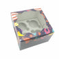 Cup Cakes Muffins Packing See Thru Paper Box (Pack Of 3) For/With 4 Insert Partitions, Random Color Box Size 15x15x10 CM (6x4x4 Inch) [jefs-pack-boxnsupp-00142-m3]