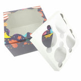 Cup Cakes Muffins Packing See Thru Paper Box (Pack Of 3) For/With 4 Insert Partitions, Random Color Box Size 15x15x10 CM (6x4x4 Inch) [jefs-pack-boxnsupp-00142-m3]