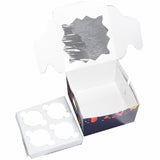 Cup Cakes Muffins Packing See Thru Paper Box (Pack Of 3) For/With 4 Insert Partitions, Random Color Box Size 15x15x10 CM (6x4x4 Inch) [jefs-pack-boxnsupp-00142-m3]