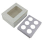 Mini Cup Cakes Muffins Packing See Thru Paper Box (Pack Of 3) For/With 6 Cavities Insert Partitions White 15x11x6 CM [jefs-pack-boxnsupp-00142-m6]