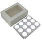 Mini Cup Cakes Muffins Packing See Thru Paper Box (Pack Of 3) For/With 12 Cavities Insert Partitions White 17x13x6 CM [jefs-pack-boxnsupp-00142-m7]