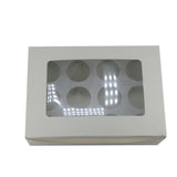 Mini Cup Cakes Muffins Packing See Thru Paper Box (Pack Of 3) For/With 12 Cavities Insert Partitions White 17x13x6 CM [jefs-pack-boxnsupp-00142-m7]