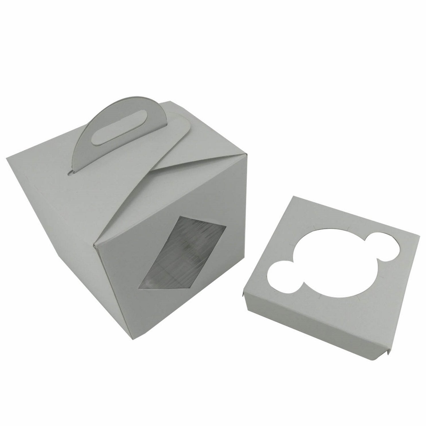 Cup Cakes Muffins Packing See Thru Paper Box (Pack Of 5 Pieces) For/With 1 Insert Partitions, Box Size 9x9x9 CM (3.5x3.5x3.5 Inch) White [jefs-pack-boxnsupp-00142-m1]