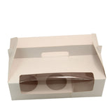 Cup Cakes Muffins Packing See Thru Paper Gift Box (Pack Of 1) For/With 4 Cavities Insert Partitions White 25x17x8 CM [jefs-pack-boxnsupp-00142-m9]