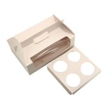 Cup Cakes Muffins Packing See Thru Paper Gift Box (Pack Of 1) For/With 4 Cavities Insert Partitions White 25x17x8 CM [jefs-pack-boxnsupp-00142-m9]