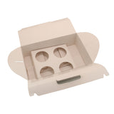 Cup Cakes Muffins Packing See Thru Paper Gift Box (Pack Of 1) For/With 4 Cavities Insert Partitions White 25x17x8 CM [jefs-pack-boxnsupp-00142-m9]