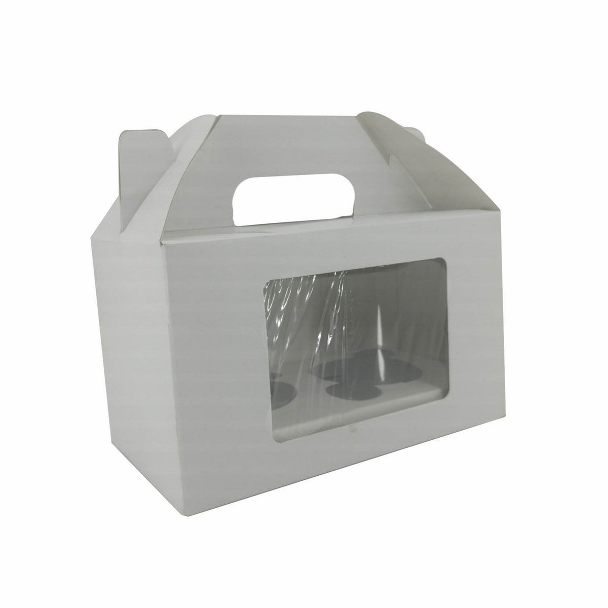 Cup Cakes Muffins Packing See Thru Paper Box (Pack Of 5 Pieces) For/With 2 Insert Partitions, Box Size 16x9x9 CM (6x3.5x3.5 Inch) White [jefs-pack-boxnsupp-00142-m2]