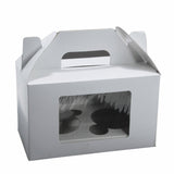Cup Cakes Muffins Packing See Thru Paper Box (Pack Of 5 Pieces) For/With 2 Insert Partitions, Box Size 16x9x9 CM (6x3.5x3.5 Inch) White [jefs-pack-boxnsupp-00142-m2]