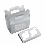 Cup Cakes Muffins Packing See Thru Paper Box (Pack Of 5 Pieces) For/With 2 Insert Partitions, Box Size 16x9x9 CM (6x3.5x3.5 Inch) White [jefs-pack-boxnsupp-00142-m2]