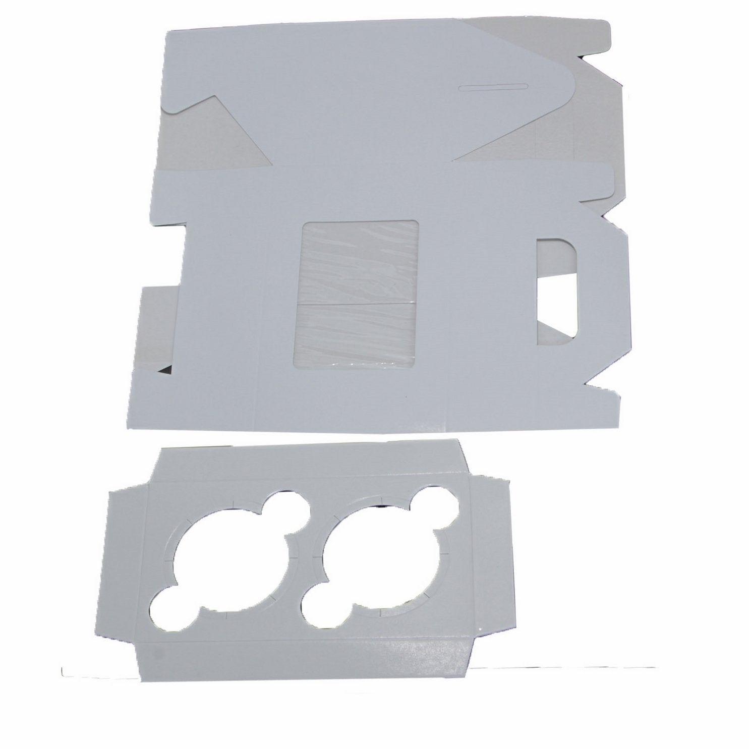 Cup Cakes Muffins Packing See Thru Paper Box (Pack Of 5 Pieces) For/With 2 Insert Partitions, Box Size 16x9x9 CM (6x3.5x3.5 Inch) White [jefs-pack-boxnsupp-00142-m2]