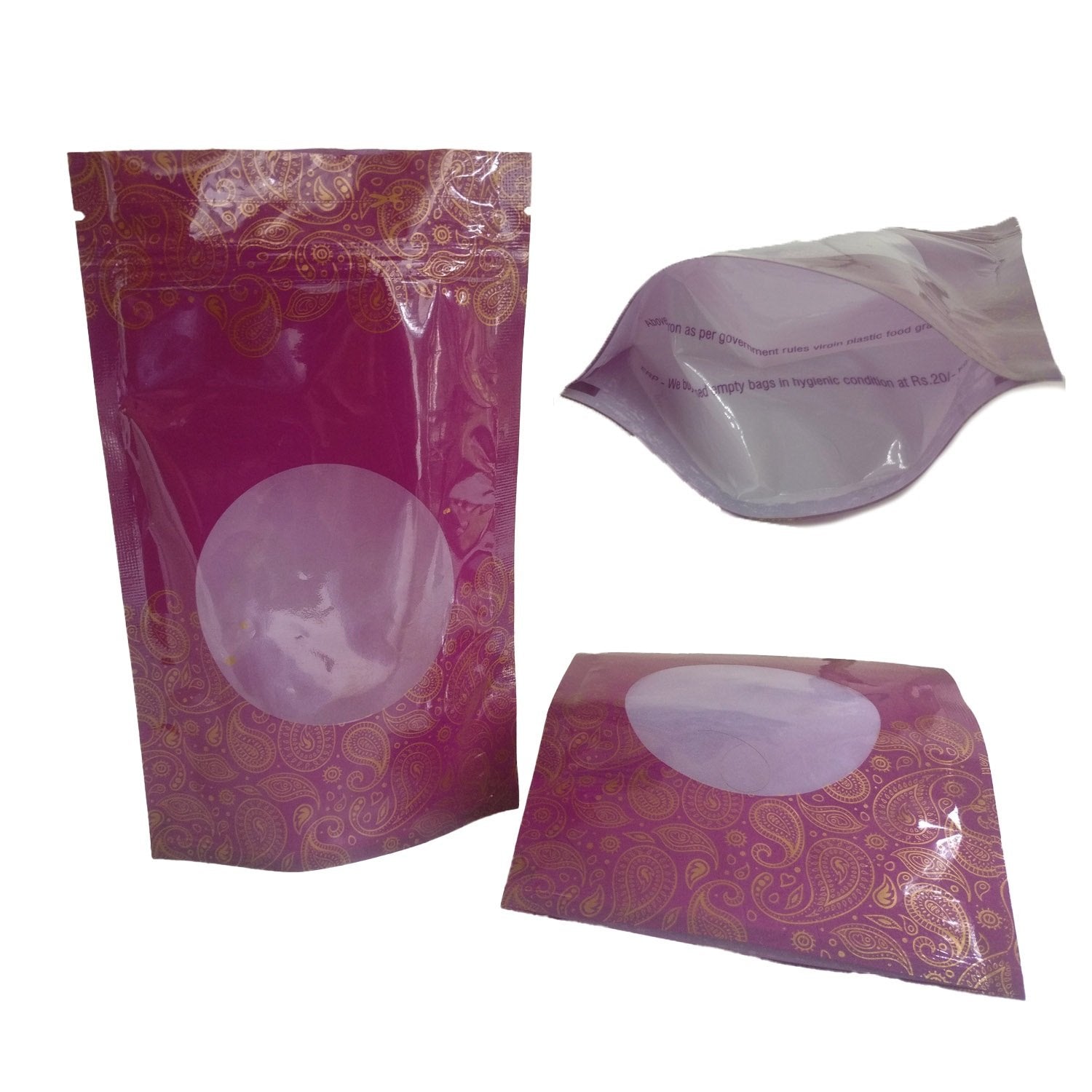 Poly Designer Storage Standup Pouches With Seethru Window For Display Gifts Packing Nuts Chocolates Powder Sweets Multipurpose [jefs-pack-boxnsupp-00147]