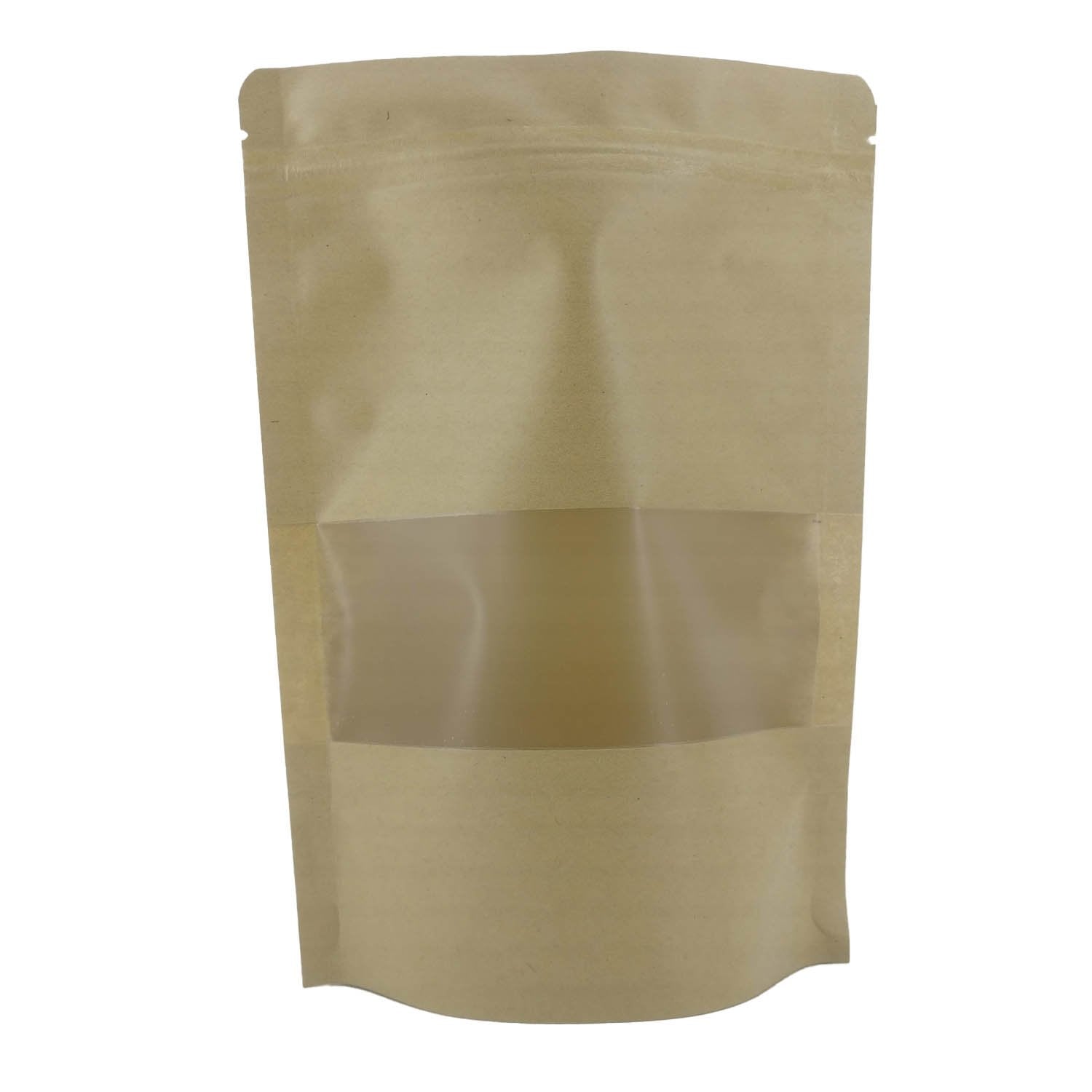Kraft Paper Standup Packing Pouches Brown With Seethru Window [jefs-pack-boxnsupp-00151]