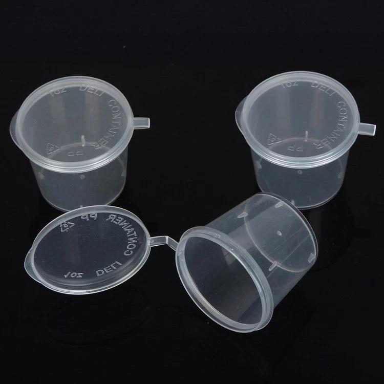 Small Polypropylene Plastic Containers (Pack of 10, Capacity 25 ML) 3.8x3 CM (1.5x1.2 Inch) Leak Proof With Lid For Ketchup Sauce Jam Cream Multipurpose Food Sampling Storage  [jefs-pack-boxnsupp-00153-m1]