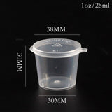 Small Polypropylene Plastic Containers (Pack of 10, Capacity 25 ML) 3.8x3 CM (1.5x1.2 Inch) Leak Proof With Lid For Ketchup Sauce Jam Cream Sampling [jefs-pack-boxnsupp-00153-m1]
