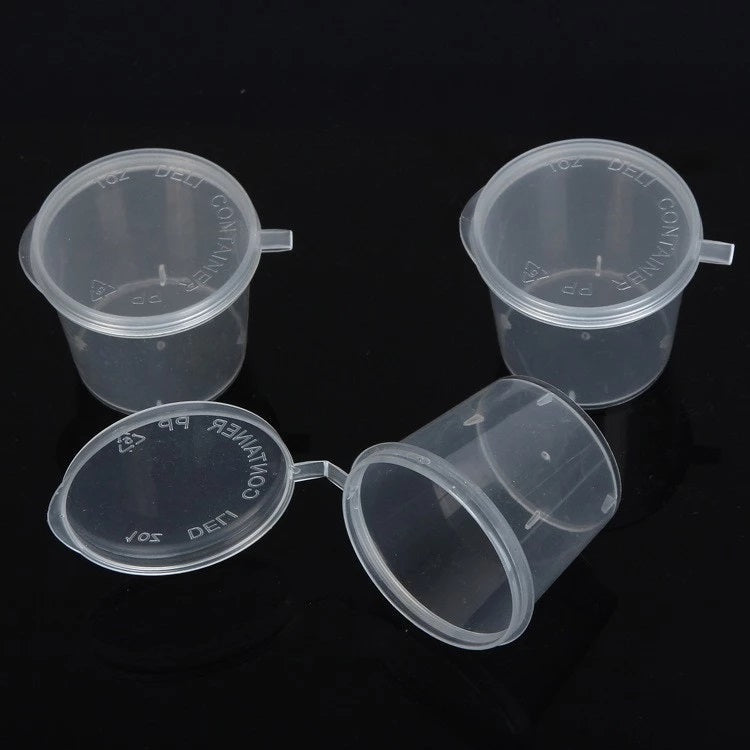 Small Polypropylene Plastic Containers (Pack of 10, Capacity 25 ML) 3.8x3 CM (1.5x1.2 Inch) Leak Proof With Lid For Ketchup Sauce Jam Cream Sampling [jefs-pack-boxnsupp-00153-m1]