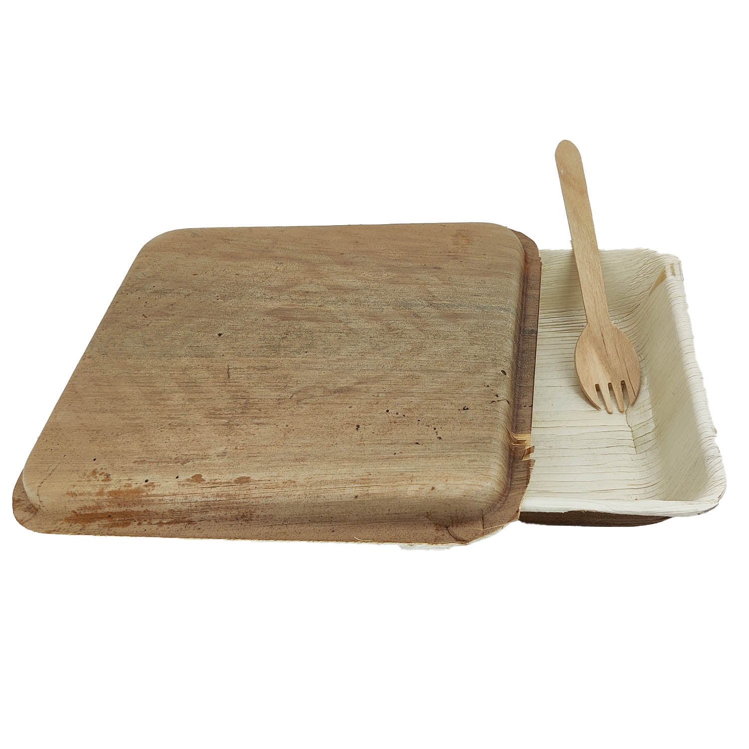 Areca Leaf Boxes With Lid & Wooden Spork Disposable Eco Friendly Paakku Mattai Container For Food Packing [jefs-pack-boxnsupp-00170]