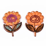 3D Printed Acrylic Pendant (2 Pieces) 40x25x3 MM Flower Multicolor Orange For Jewellery Making Crafts Decoration [jefs-pndt-gnrl-00001-m12]