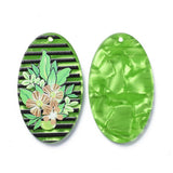 3D Printed Acrylic Pendant (2 Pieces) 40x24x3 MM Oval Green For Jewellery Making Crafts Decoration [jefs-pndt-gnrl-00001-m16]