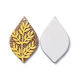3D Printed Acrylic Pendant (2 Pieces) 43x26x2 MM Leaf Brown & Yellow For Jewellery Making Crafts Decoration [jefs-pndt-gnrl-00001-m18]