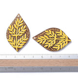 3D Printed Acrylic Pendant (2 Pieces) 43x26x2 MM Leaf Brown & Yellow For Jewellery Making Crafts Decoration [jefs-pndt-gnrl-00001-m18]