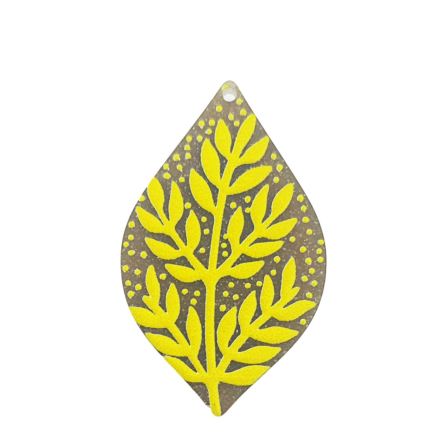 3D Printed Acrylic Pendant (2 Pieces) 43x26x2 MM Leaf Brown & Yellow For Jewellery Making Crafts Decoration [jefs-pndt-gnrl-00001-m18]
