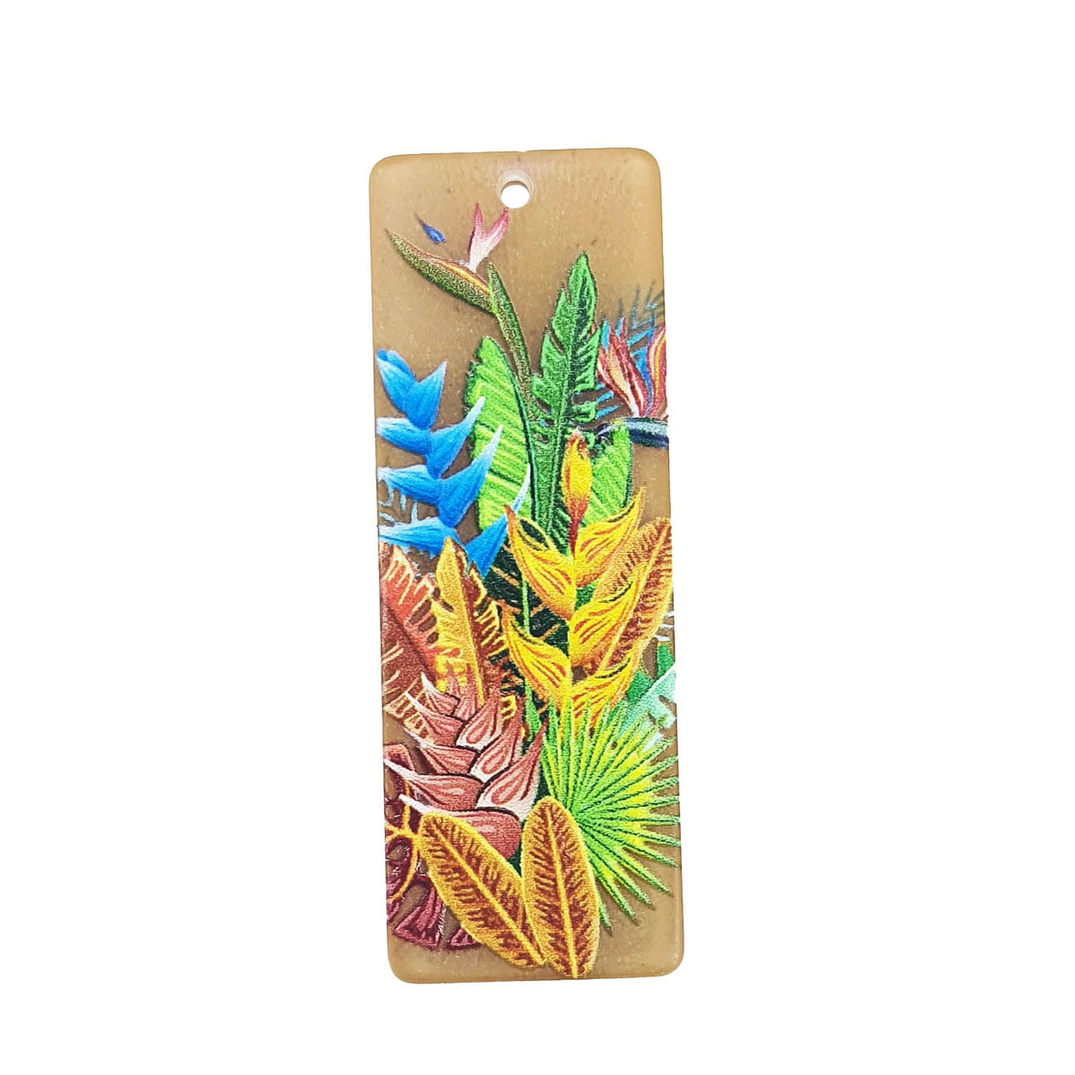 3D Printed Acrylic Pendant (2 Pieces) 15x18x2 MM Rectangle With Flower Multicolor Brown For Jewellery Making Crafts Decoration [jefs-pndt-gnrl-00001-m5]